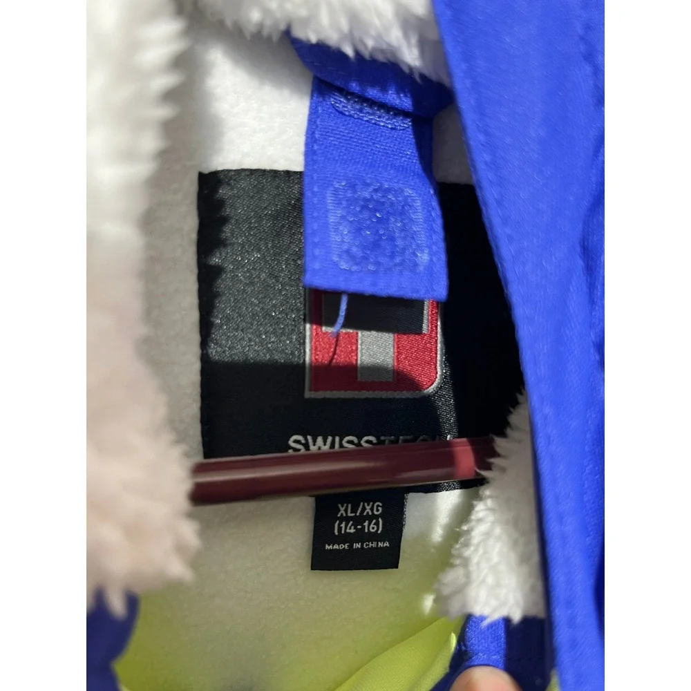 Swiss Tech Mens 4-in-1 Systems Jacket Neon Yellow Blue White Winter Coat NEW